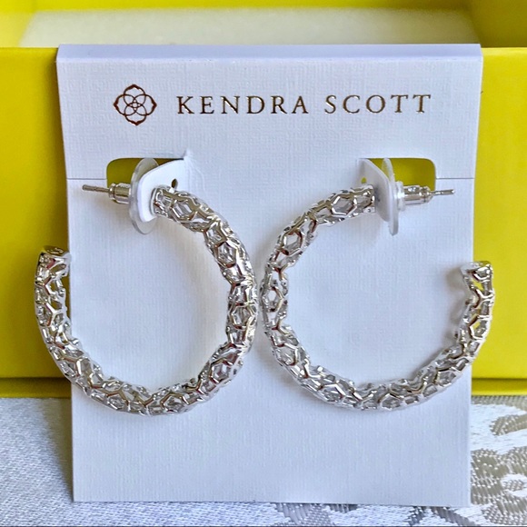 SOLD Kendra Scott Maggie Hoop Silver Filigree - Picture 3 of 11